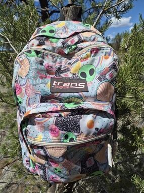 Jansport Trans Pastel Alien Shell Pattern Backpack - Light Blue, Green, Pink